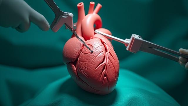 Eine immersive VR-Trainingssimulation für Chirurgen, die komplexe medizinische Instrumente und menschliche Anatomie in hoher Detailgenauigkeit zeigt.